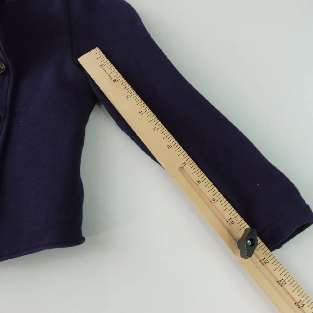 POLO‎ Ralph Lauren Girls Military Jacket 6 Navy Blue Crop Cotton Bronze Button